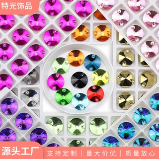定制各种玻璃手缝钻平底水滴马眼正方圆形手缝钻矿金双孔玻璃纽扣