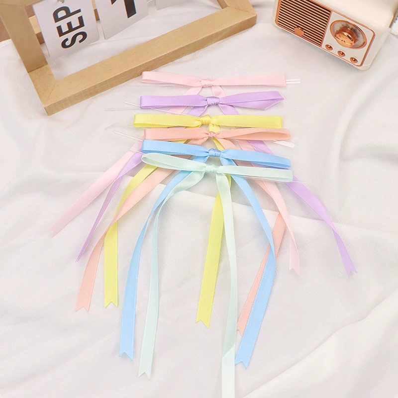 1CM ласточкин хвост свежего цвета шелковый бант DIY ремень ручной работы бант длинный хвост Т-образный узел 72 шт 1 пакет