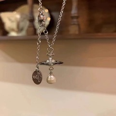 【直播货源】高品质西太后巴洛克立体珍珠项链水滴土星吊坠项链女