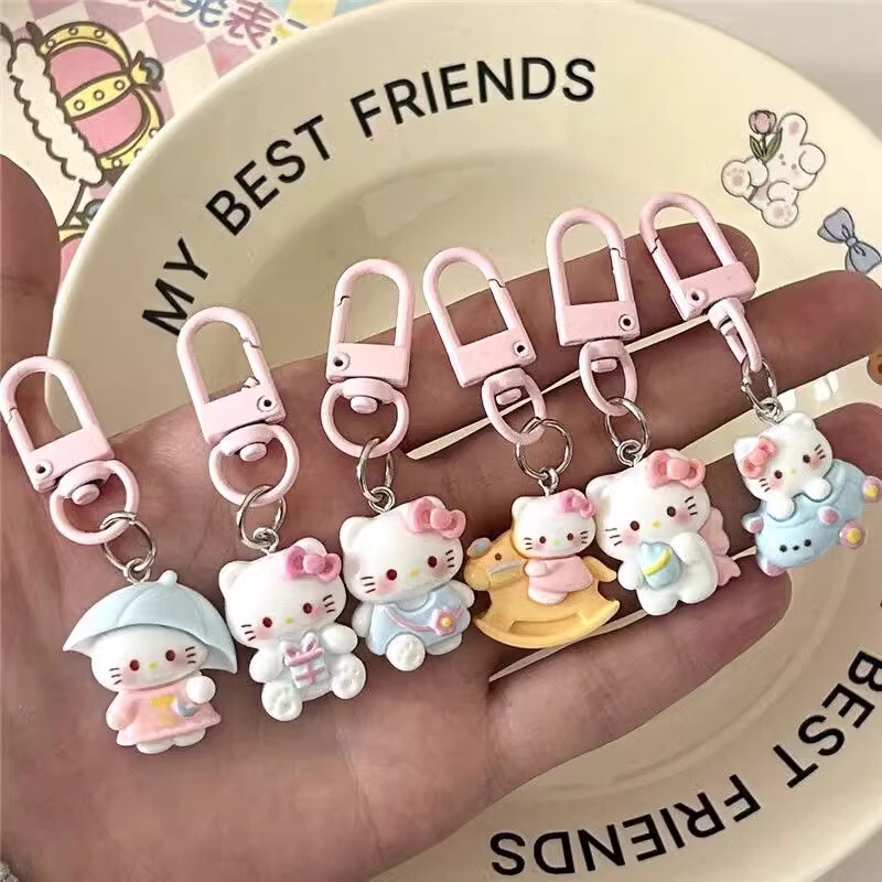 KT Cat Schoolbag Keychain Cartoon Cute Backpack Pendant Couple Small Gift Keychain Graduation Gift Wholesale
