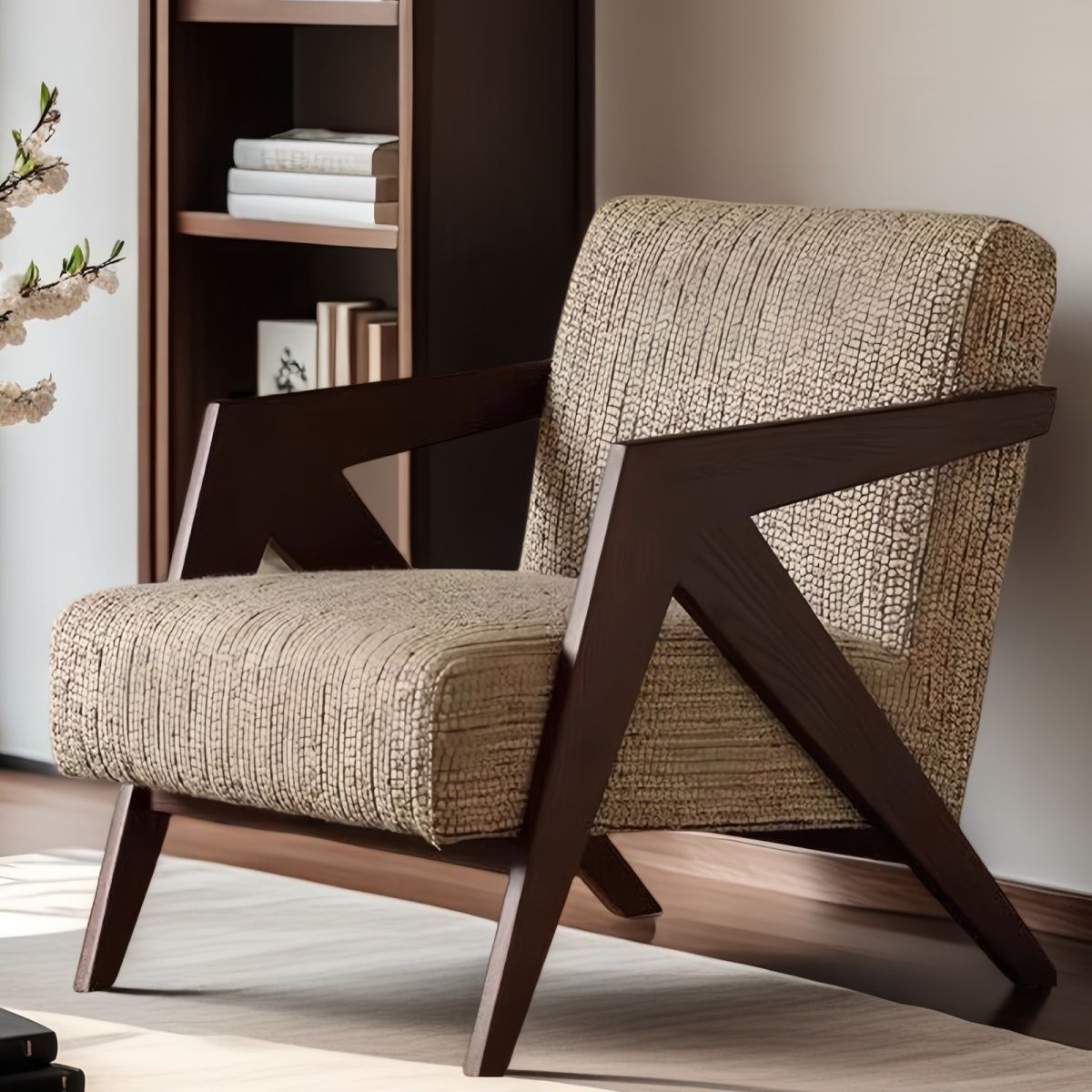 民宿实木单人沙发椅法式中古风客厅阳台休闲椅子懒人设计师理查德