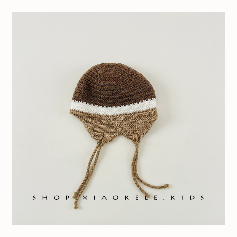 Coreana inns niños sombrero de punto otoño invierno retro color color para niños sombrero de protección de orejas cóncavo sombrero de abrigo frío