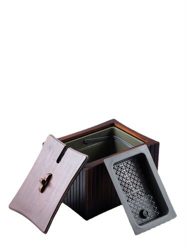Wholesale tea water bucket bamboo tea bucket waste water bucket household tea table trash can tea utensils accessories filter drainage tea residue bucket 