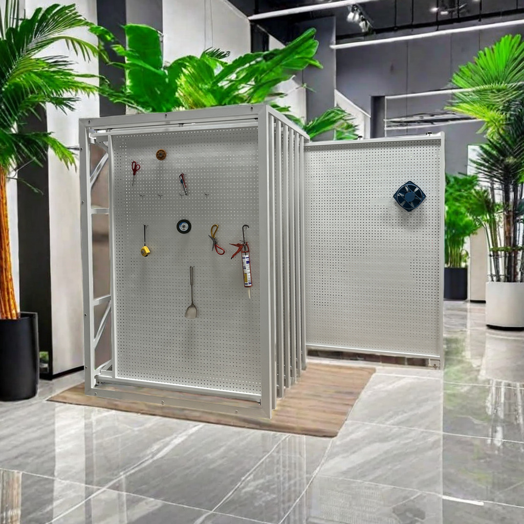 洞洞板展示架工具架圆孔万能挂板收纳架落地多功能可移动置物架