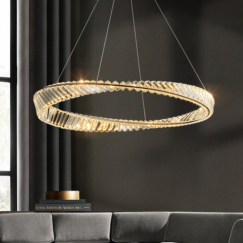 创意莫比斯环水晶吊灯简约轻奢客厅灯设计师圆形卧室房间餐厅吊灯