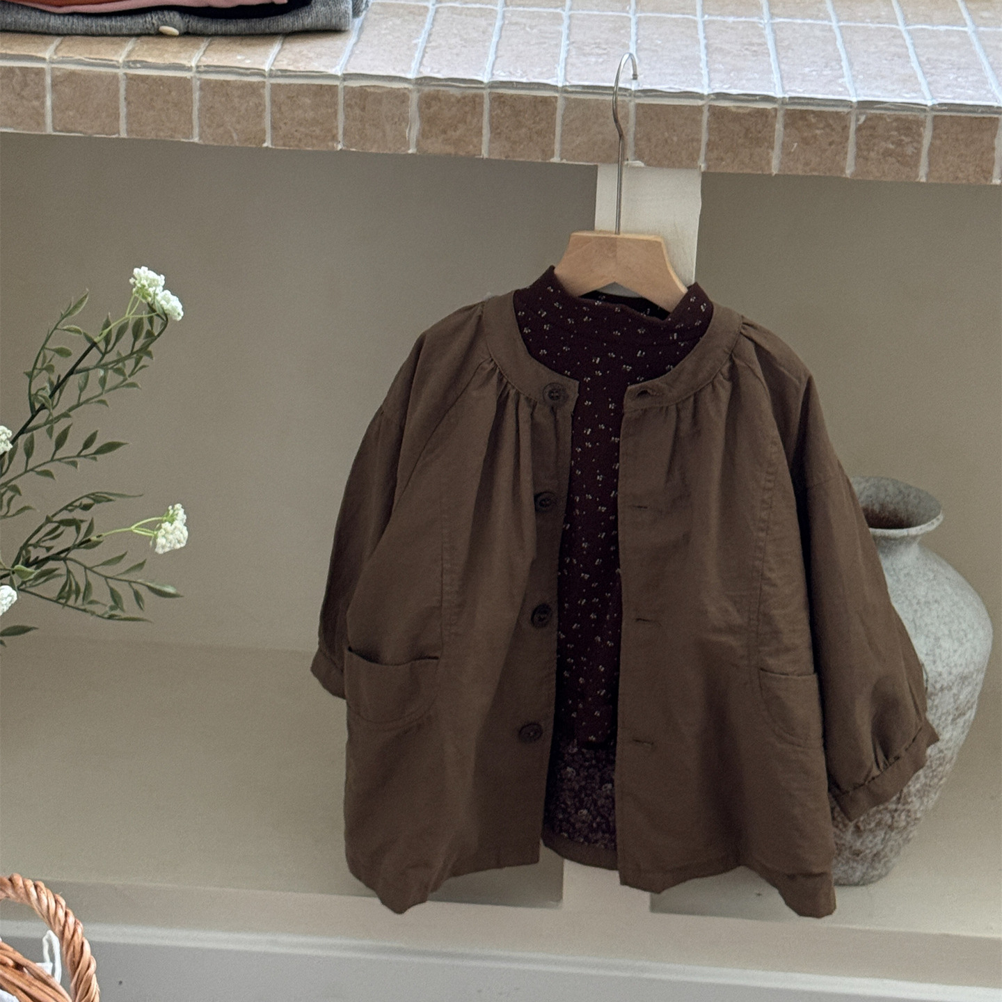 Children's outerwear, 2026 autumn new collection, popular Korean-style loose and fashionable floral print lining for girls' trench coat