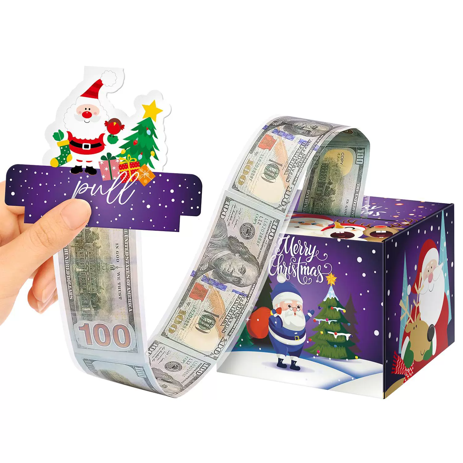 现货圣诞惊喜钱盒现金圣诞快乐钱礼品盒卡片和现金持有人为儿童成