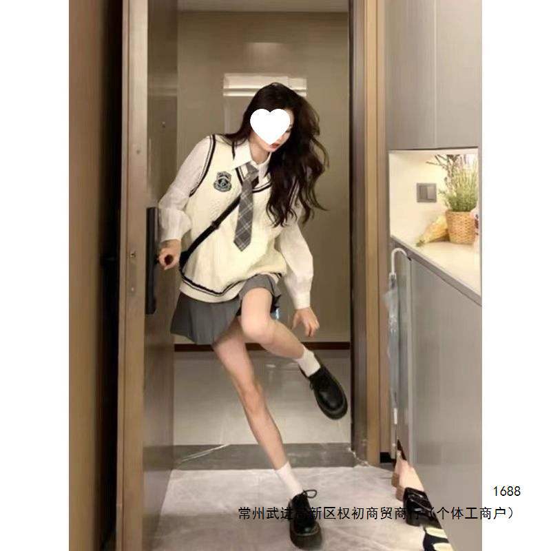 盐系穿搭感学院风jk制服套装秋冬季女装韩剧两件套装连衣裙子