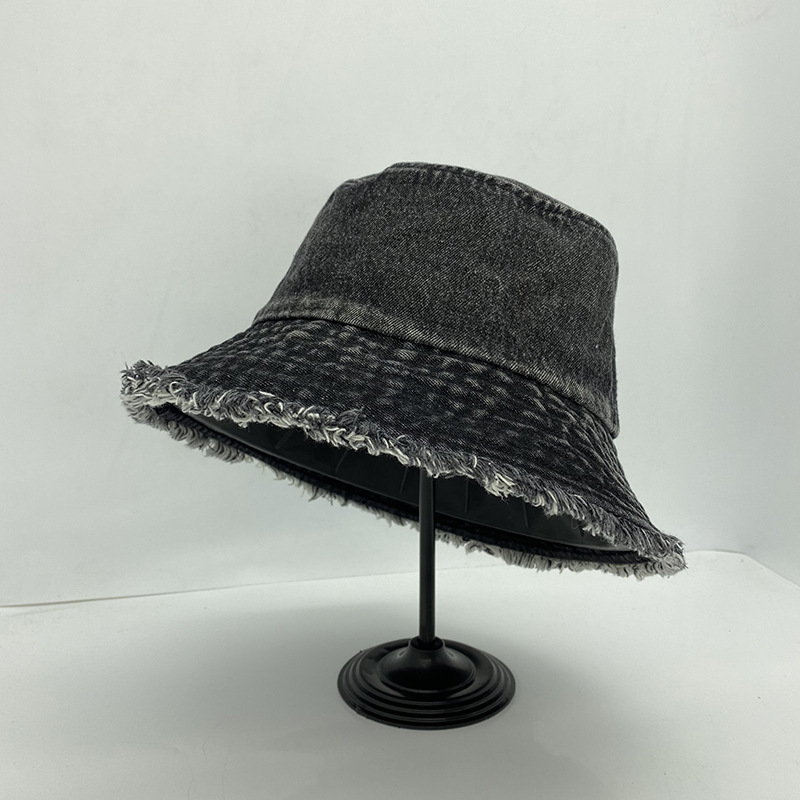 Denim Material Solid Color Pattern Women's Casual Simple Style Solid Color Wide Eaves Bucket Hat