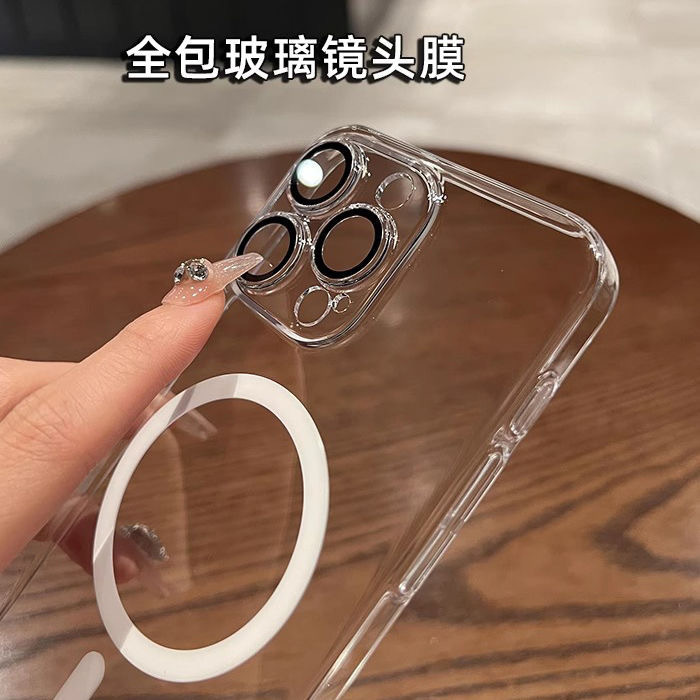 アクリル精孔磁気吸引iphone16携帯電話ケースは透明15proリンゴの転倒防止レンズフィルムを適用する|undefined