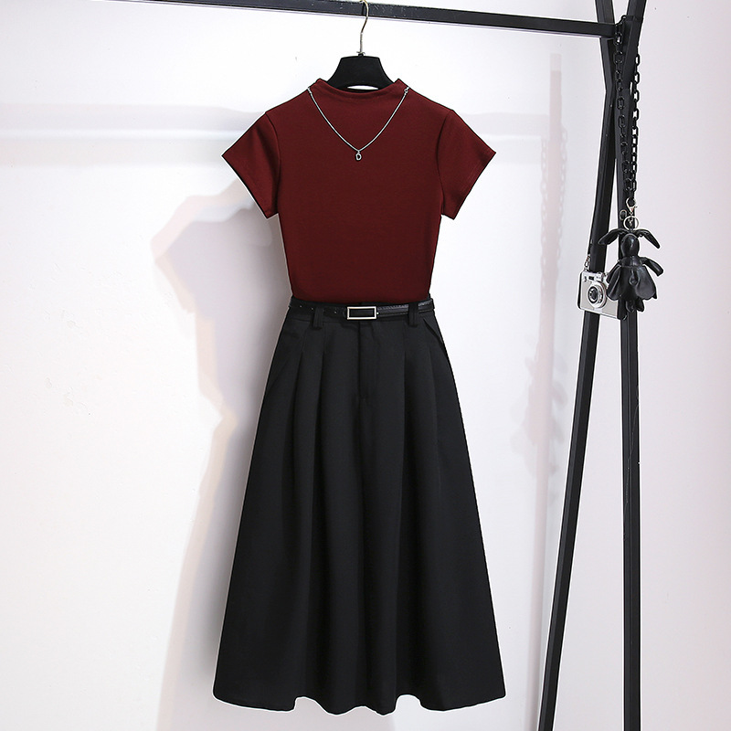 グレーのタートルネックトップスーツとスカートのツーピーススーツ女性用2025春と夏の新しいスタイルの5月1日の服装|undefined