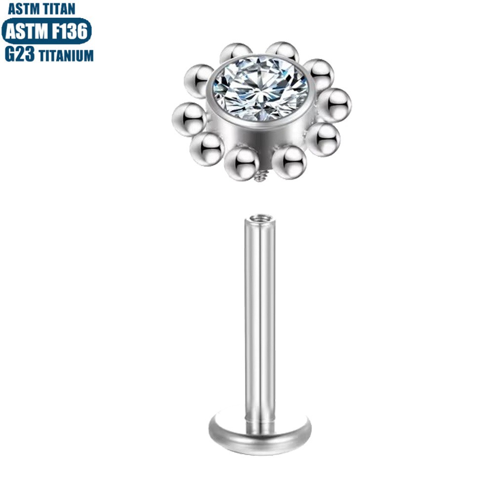 Labret piercing jewelry detail image