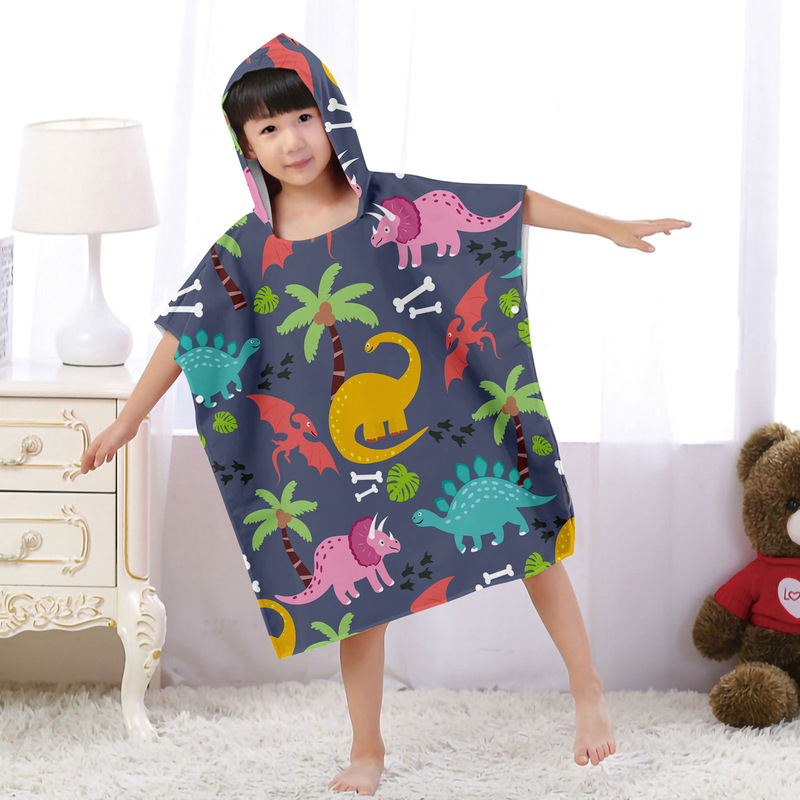Children's Surfing Bath Towel Cape Seaside Changing Bathrobe Dinosaur Printed Hooded Bath Towel Set 1 Children's Surfing Bath Towel Cape Seaside Changing Bathrobe Dinosaur Printed Hooded Bath Towel Set 1