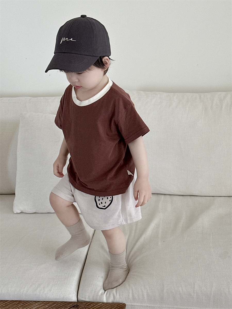 Conjunto de camiseta de manga corta y pantalones cortos de verano para niños, ropa infantil fina de estilo coreano, ropa de verano para bebés, ropa de verano para niños