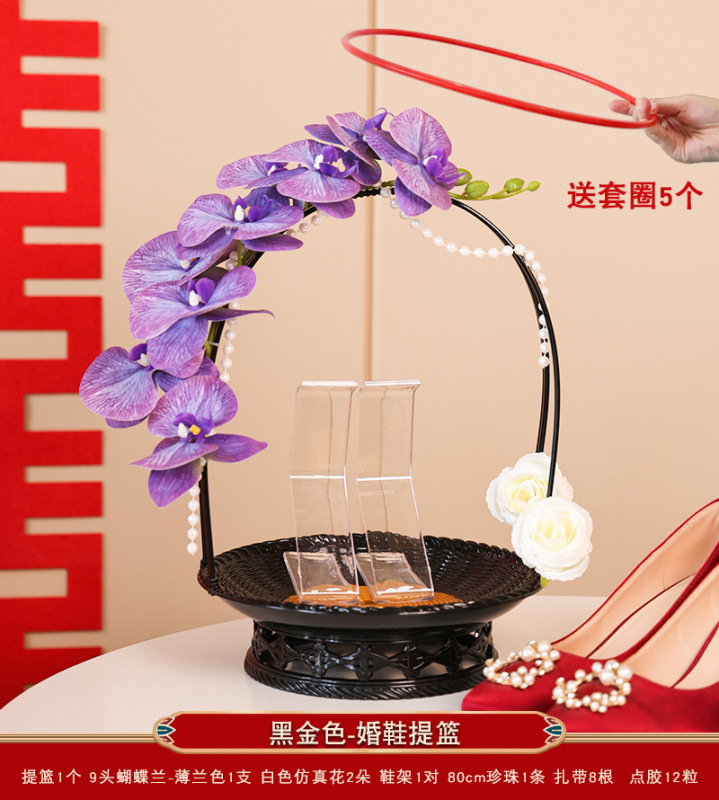 キスゲームの花かごの結婚靴の箱の輪の展示棚の結婚式の結婚の新婦の写真を撮る雰囲気の結婚靴の水晶の靴の箱|undefined