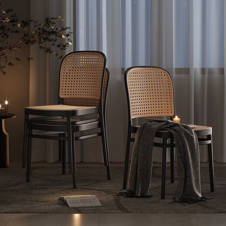 Rattan Plastic Chair for Home Use, Stackable Dining Chair, Leisure Backrest Chair, Small Apartment Chair