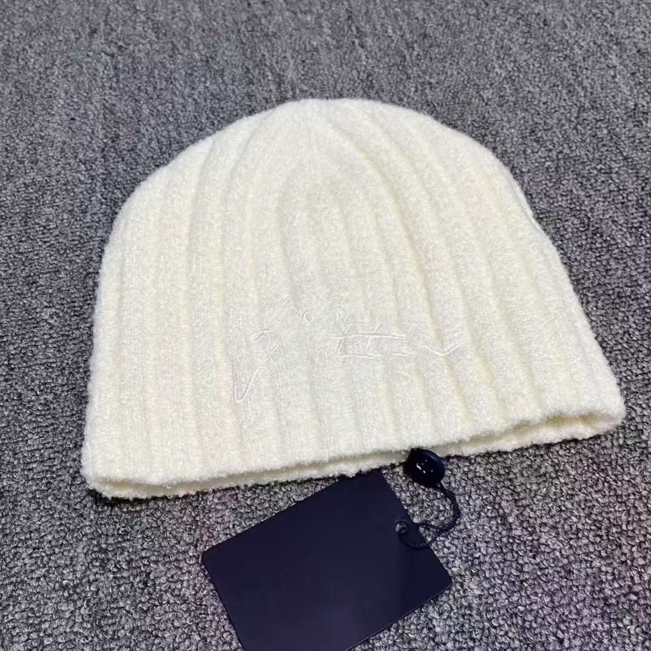 Unbranded Embroidered Ribbed Beanie Off-White