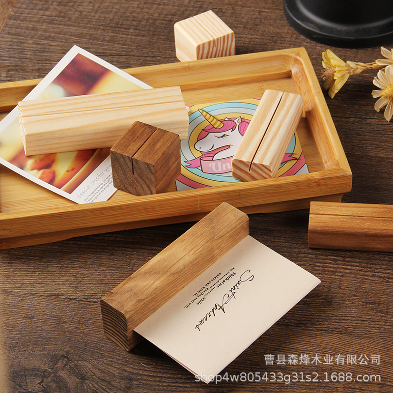 Desk Calendar Postcard Wooden Base Desktop Note Wooden Stand Business Card Photo Message Holder Acrylic Base