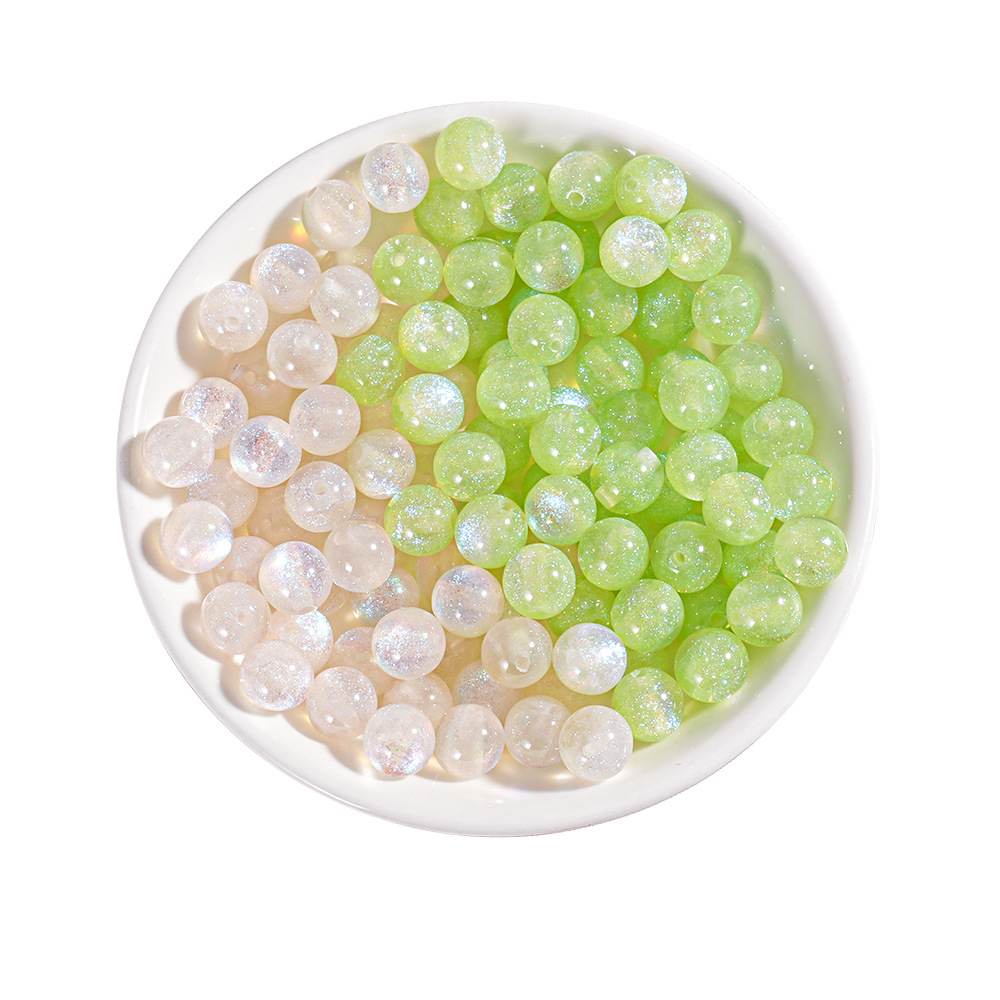 [100 piezas] cuentas de resina brillantes cuentas de ojo de gato cuentas de cielo estrellado diy material de cuentas de cadena de teléfono móvil hecho a mano