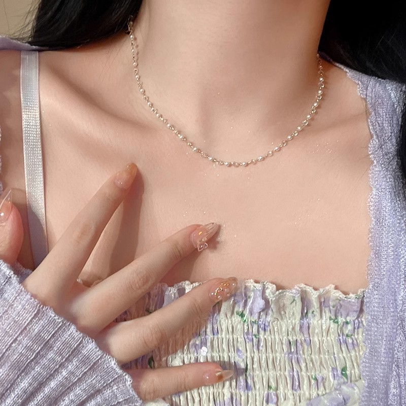 轻奢小珍珠项链女夏小众设计感2023年新款锁骨链时尚气质高级配饰