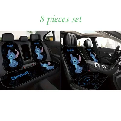 Stitch Car Seat Cushion and Back Cushion 8-Piece Set Universal Wear-Resistant and Dirt-Resistant Cushion Car Seat Protection Pad Dropshipping (Seat cushion, seat cover) - rz-stitch-car-seat-cushion-1-front-seat-four-piece-set