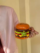 4SZ0批发ins风美式复古趣味汉堡搞怪3D大容量马克杯陶瓷杯带盖水