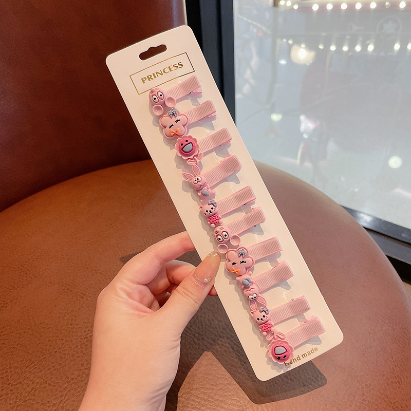 Borde de los niños de dibujos animados cubierto tela pequeña horquilla Linda niña horquilla lado flequillos clip accesorios para el cabello tocado al por mayor