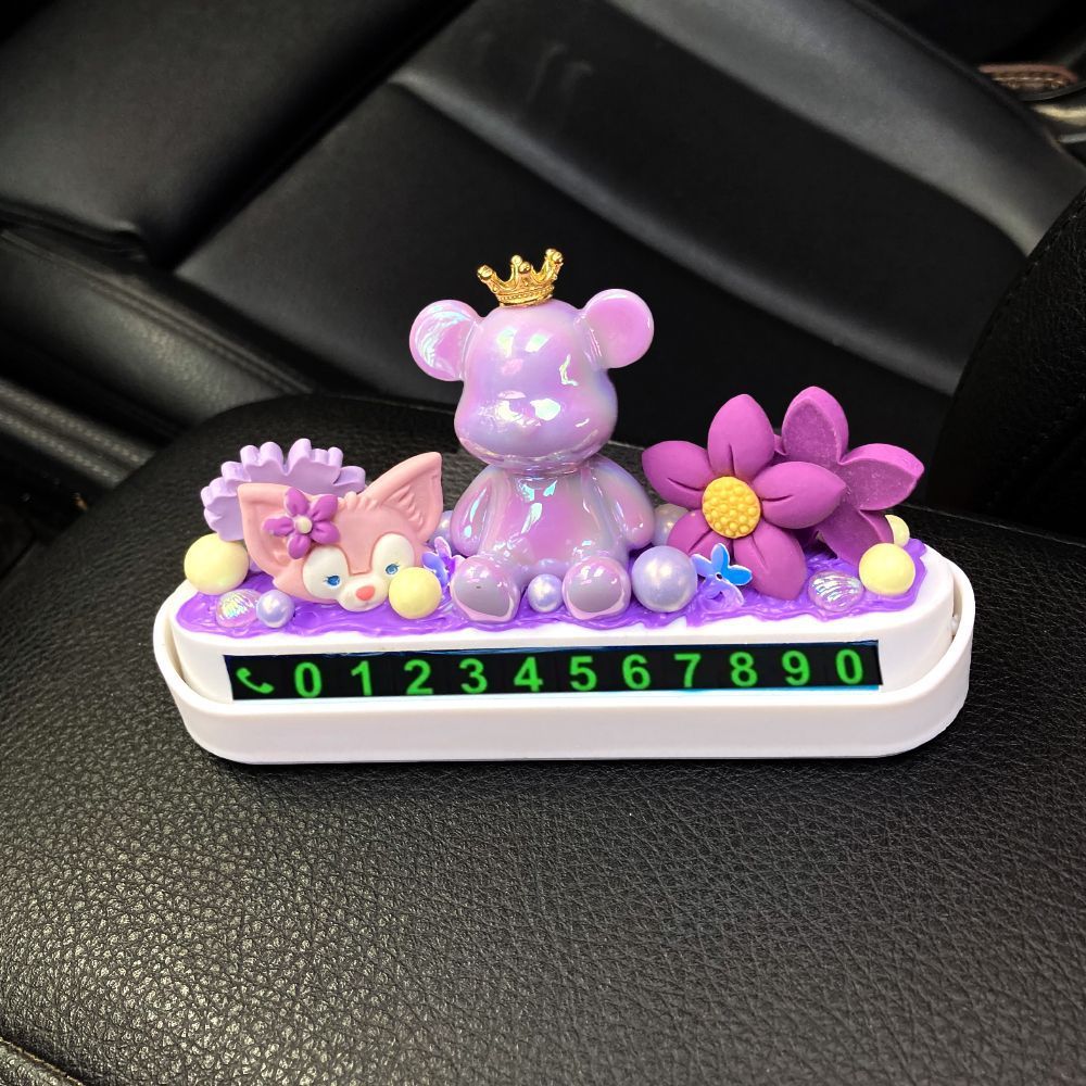 2016 nuevo adorable cartón de dibujos animados crema placa de estacionamiento corona oso coche placa de estacionamiento temporal placa de movimiento de automóviles