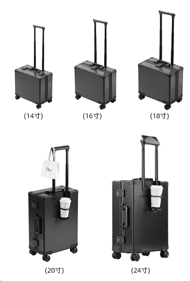 新しいカーボンファイバー製スーツケース、防水、20inch桁のパスワードロック付き、トロリーケース、高級感のある機内持ち込み用スーツケース、ユニバーサルホイール付きケース