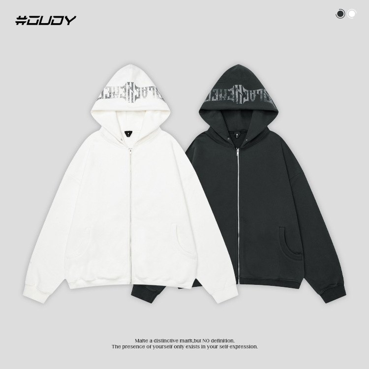 # Ovdy Retro Distressed Washed Velvet Sweatshirt Distressed Handmade Distressed American Fashion Brand Hooded Letter Sweatshirt