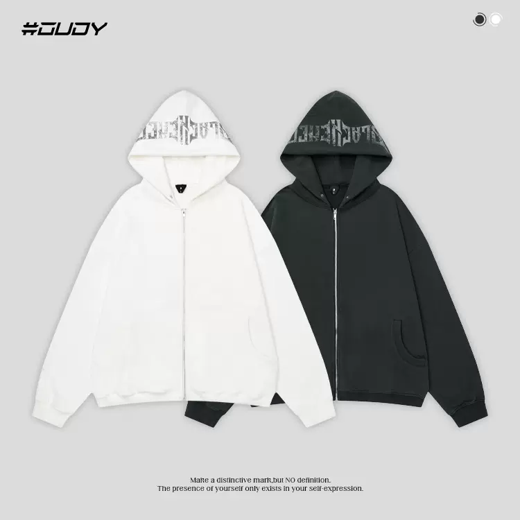 #OVDY 复古做旧洗水加绒卫衣仿旧手工磨破美式潮牌连帽字母卫衣