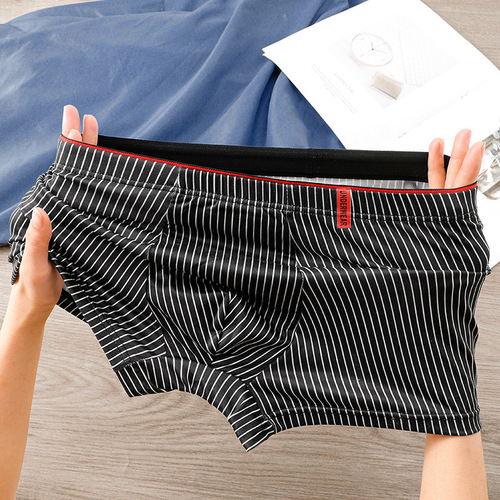 Men's Striped Briefs, Antimicrobial and Breathable Straight Leg Shorts with Stripes, Sporty Loose Large Size Four-Panel Shorts for Wholesale