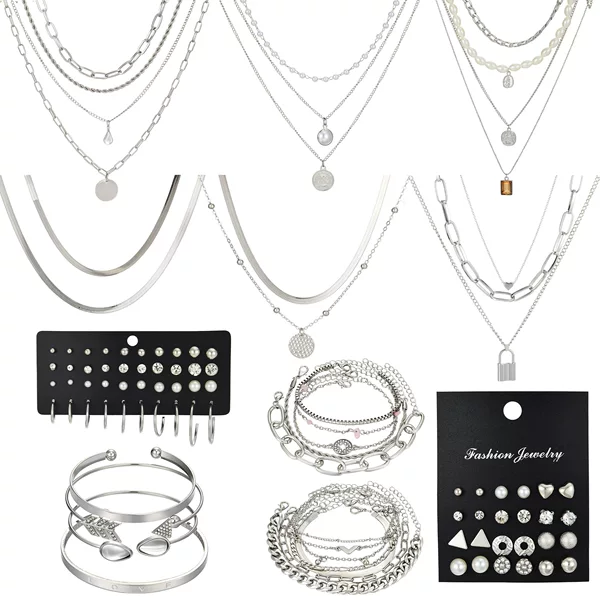 Cross-border TUME European and American SHEIN imitation pearl alloy jewelry set (without box) necklace and earrings set