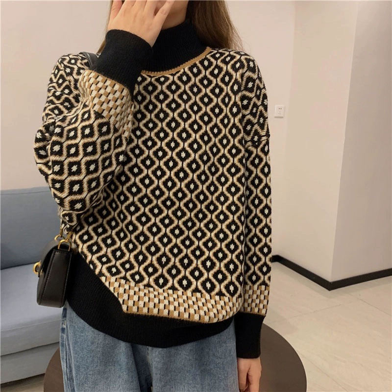 Свитер-водолазка женский свободный ленивый утолщенный зима 2021 горячий стиль иностранная мода вязаная куртка