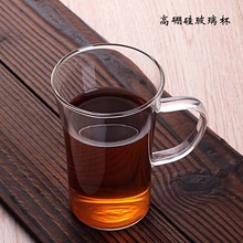 BH0D绿茶杯6个批发耐高温单层透明把手马克杯咖啡茶杯 玻璃杯子办