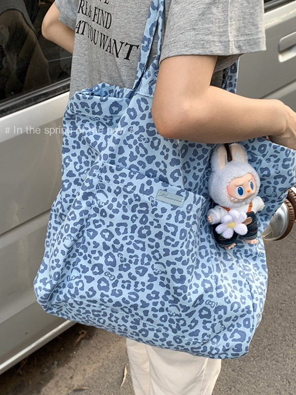 休闲帆布包韩系慵懒风腋下包女士包2025新款豹纹托特包时尚单肩包|undefined