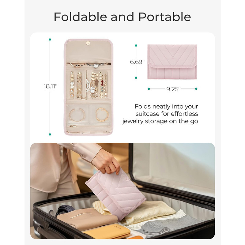 Nueva bolsa de almacenamiento de joyas, caja de viaje, carpeta, libro de almacenamiento con bolsillo transparente, caja de almacenamiento con cremallera, primera