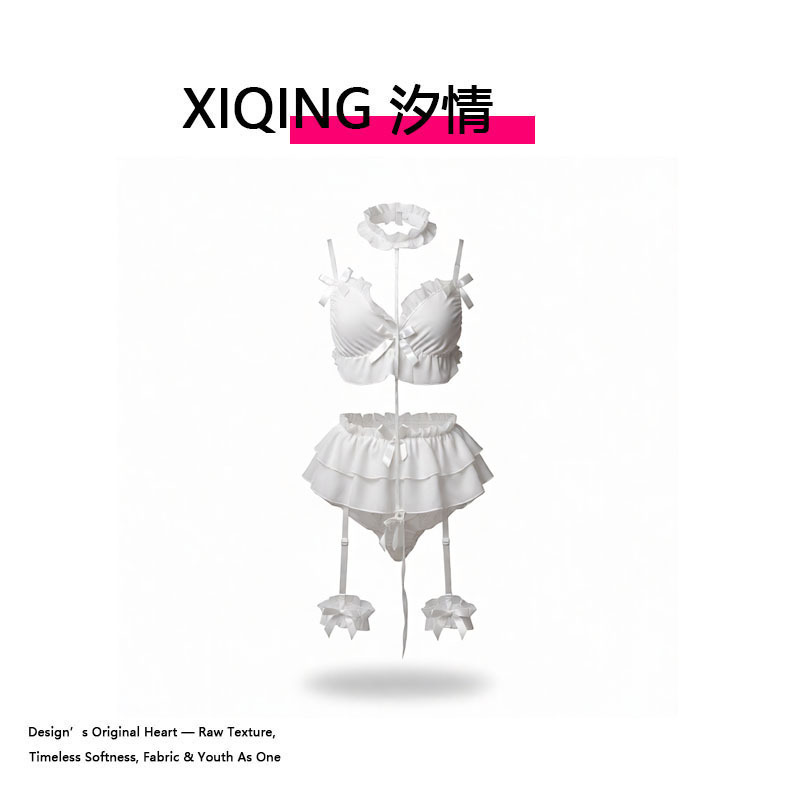 (Xi Qing) Women's Sexy Three-Piece Lingerie Set: Tempting Princess Garter Belt with Lace Trim, Pure Desire Outfit (Xi Qing) Women's Sexy Three-Piece Lingerie Set: Tempting Princess Garter Belt with Lace Trim, Pure Desire Outfit