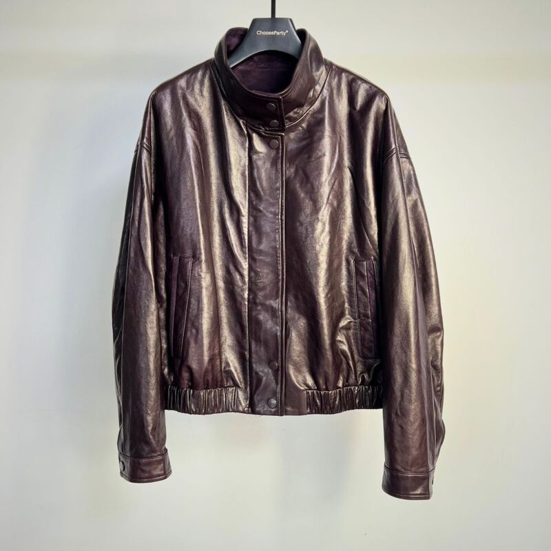 [CP] Designer women's clothing, genuine goat suede patchwork leather jacket, short bomber jacket