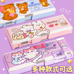 2025 多機能文具箱二層シンプルな少年少女小学生漫画筆箱プラスチック筆箱卸売