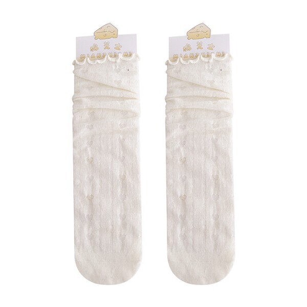 Summer thin Japanese white lace knee socks