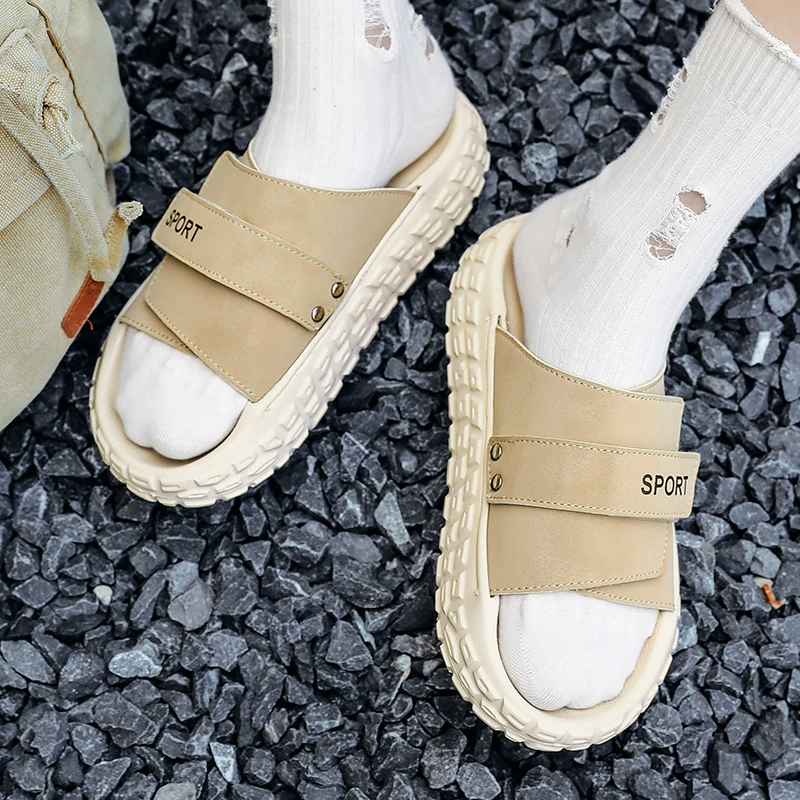 Мужские летние тапочки на липучке с подъемом подошвы, тапочки с ощущением наступления на дерьмо, пляжные сандалии для спорта и отдыха.