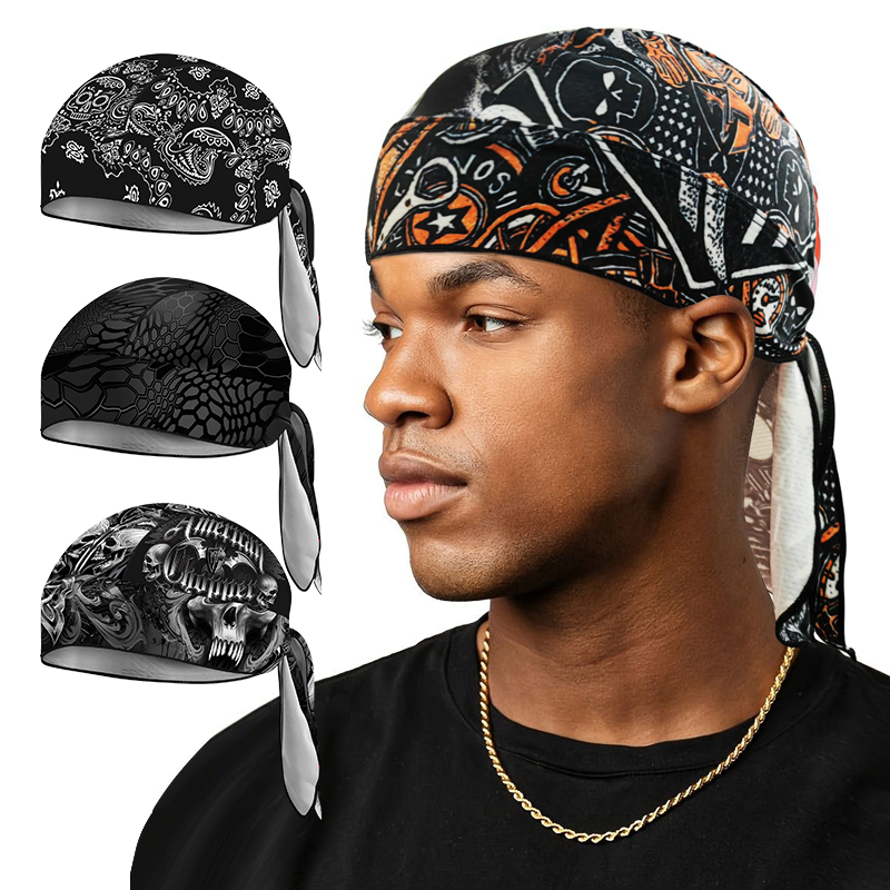 Afsa Bicycle Pirate Hat Sun Protection Ice Silk Men's Summer Sweat-Absorbent Breathable Harley Headscarf Dynamic Cycling Cap for Women
