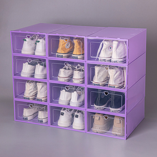 New Style Storage Box Plastic Solid Color Modern Simple Up-and-Down Opening Storage Gadget Dustproof Shoe Storage Box Wholesale