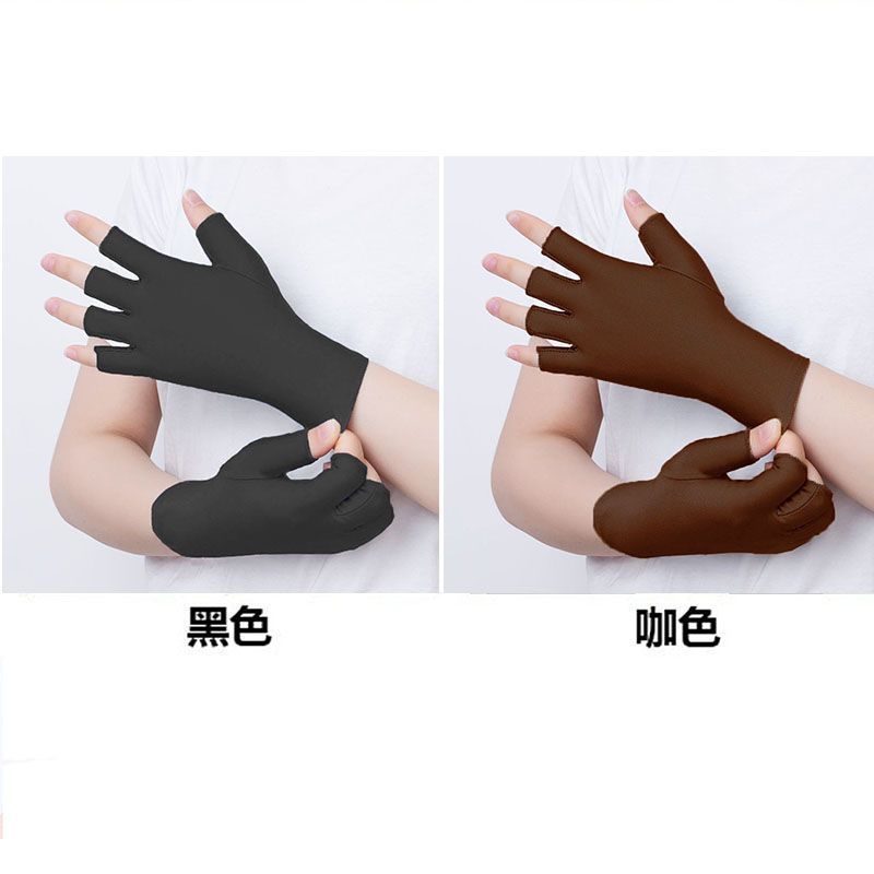 [Pelo de la generación] guantes de medio dedo para mujer verano protección solar delgada primavera y otoño conducción pesca manicura guantes de recolección de té