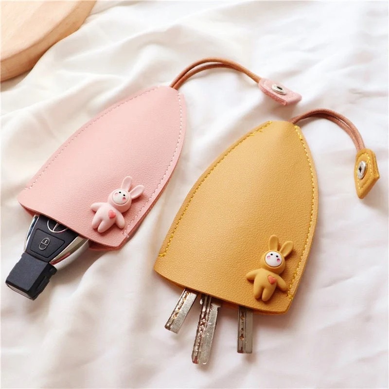 Cute Style 1 Piece Cute Rabbit Animal Solid Color Pu Leather Unisex Bag Pendant Keychain