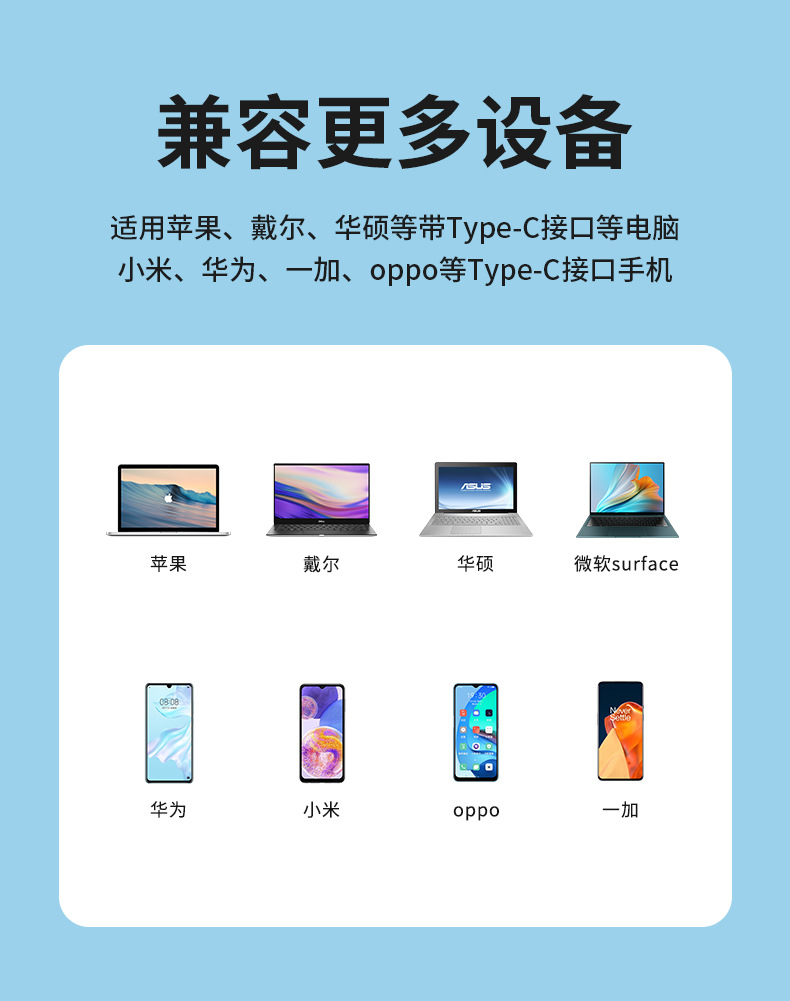 Type-C扩展器 HUB集线器 扩展坞USB C一拖四电脑分线器 USB拓展坞详情10