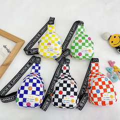Children's Bag 2022 Spring New Checkered Baby Chest Bag Cute and Cool Boy Smile Lightweight Crossbody Bag