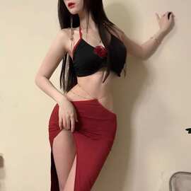 蝶妙思丝情趣内衣暗夜玫瑰纯欲性感女高开叉旗袍制服代发批发A345