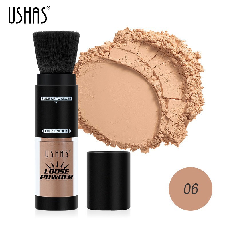 USHAS punto transfronterizo venta caliente color mate tono de piel medio polvo suelto polvo de maquillaje en polvo impermeable 6 colores 24